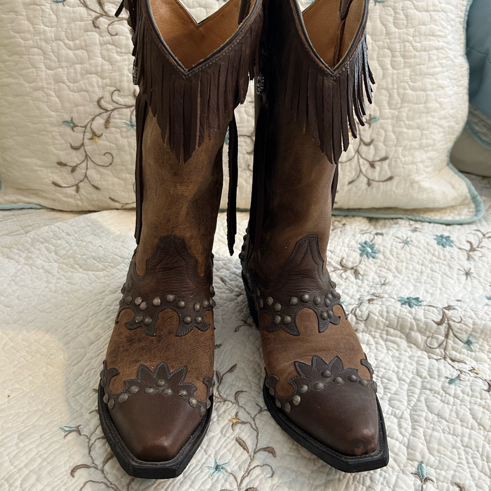 J.B. Dillon Tan and Brown Leather Boots